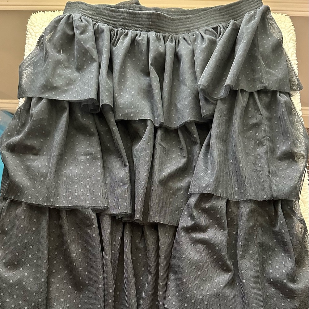 Vici Pleated Swiss Dot Mesh Skirt